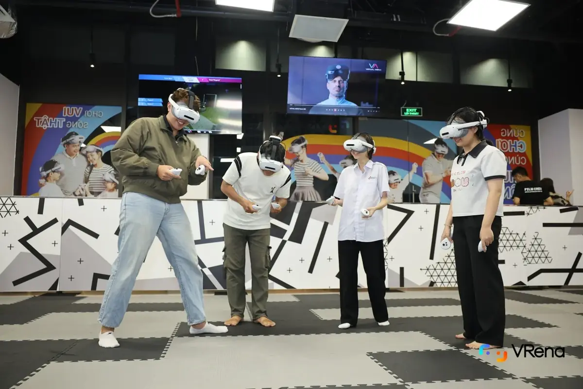 Colleagues playing in the arena